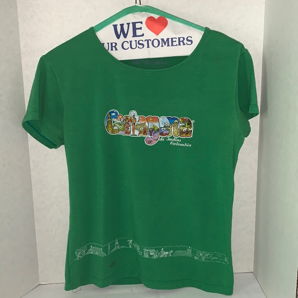 Colombia shirt, Cartagena de Indias, size M, green color.